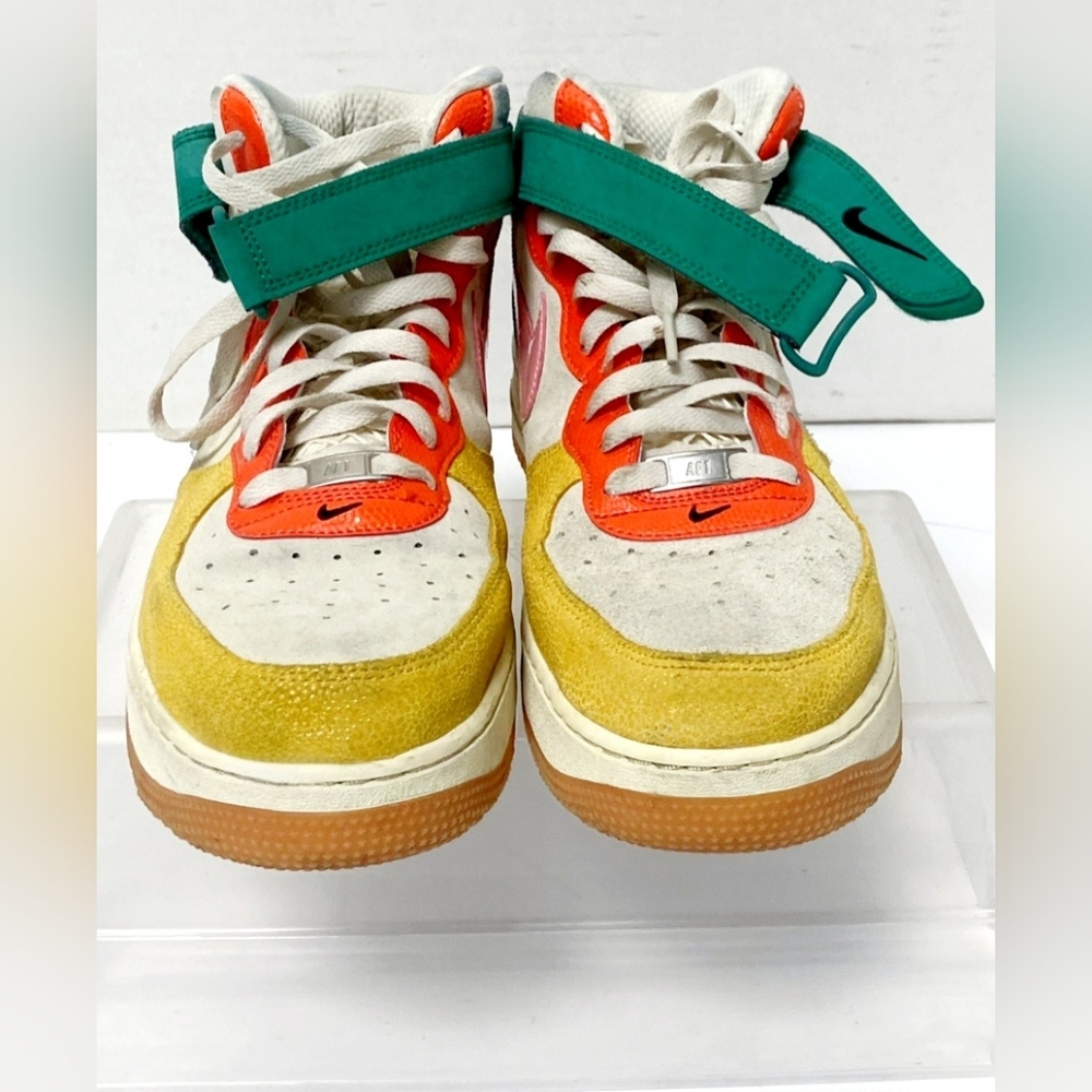 Nike Air Force 1 Mid Coconut Milk Vivid Sulfer Rush Orange Sneakers Men Size 12 - Picture 2 of 7